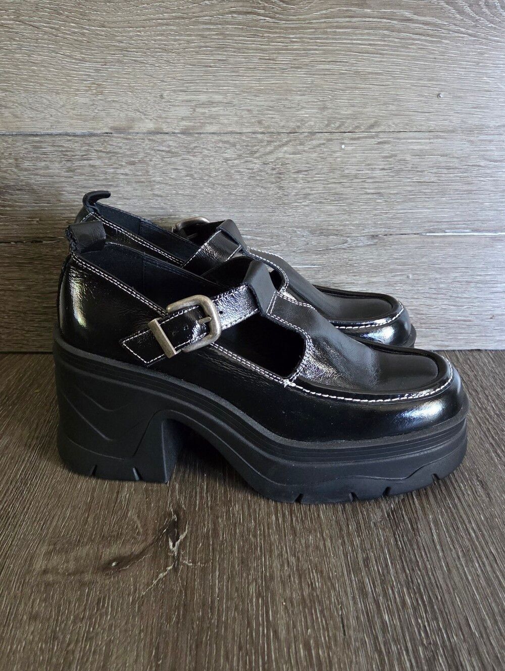 Free People Mayla Platform Mary Janes in Black Size 9 New